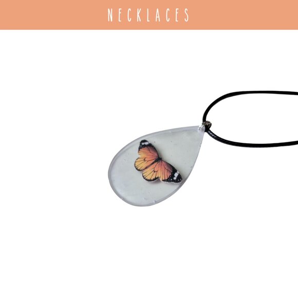 Frosted Butterfly Necklace - Picture 2 of 5